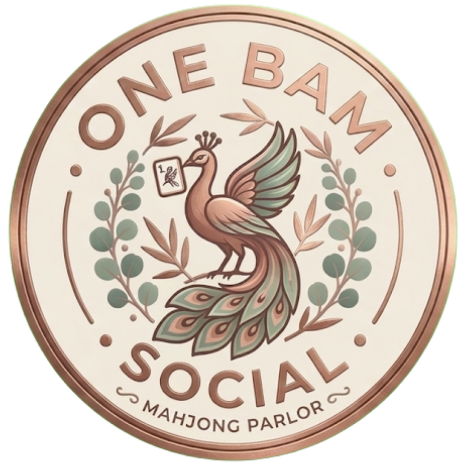One Bam Social logo — peacock medallion with mahjong tile